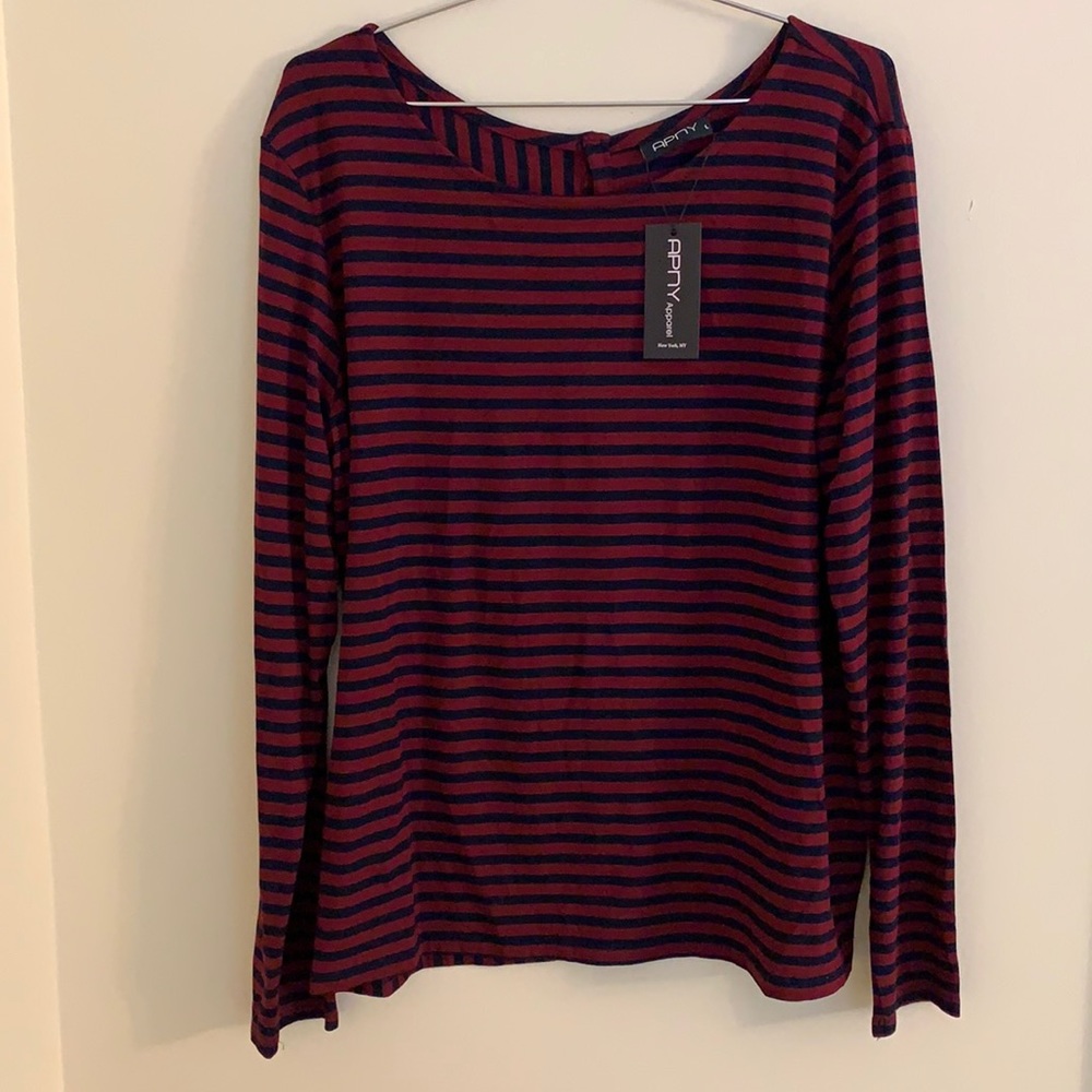 APNY Wine/Navy Stripe Knit Top